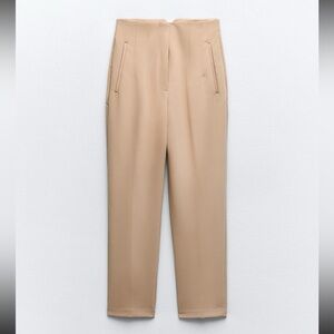 Zara High Waist Trousers in Tan